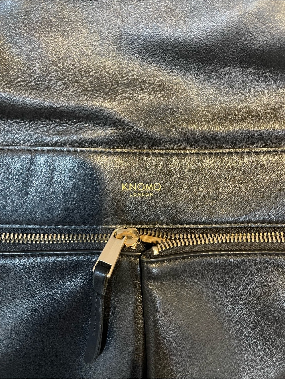 KNOMO Black Leather Backpack — Sleek Women's Everyday Carry - Picture 2 of 5